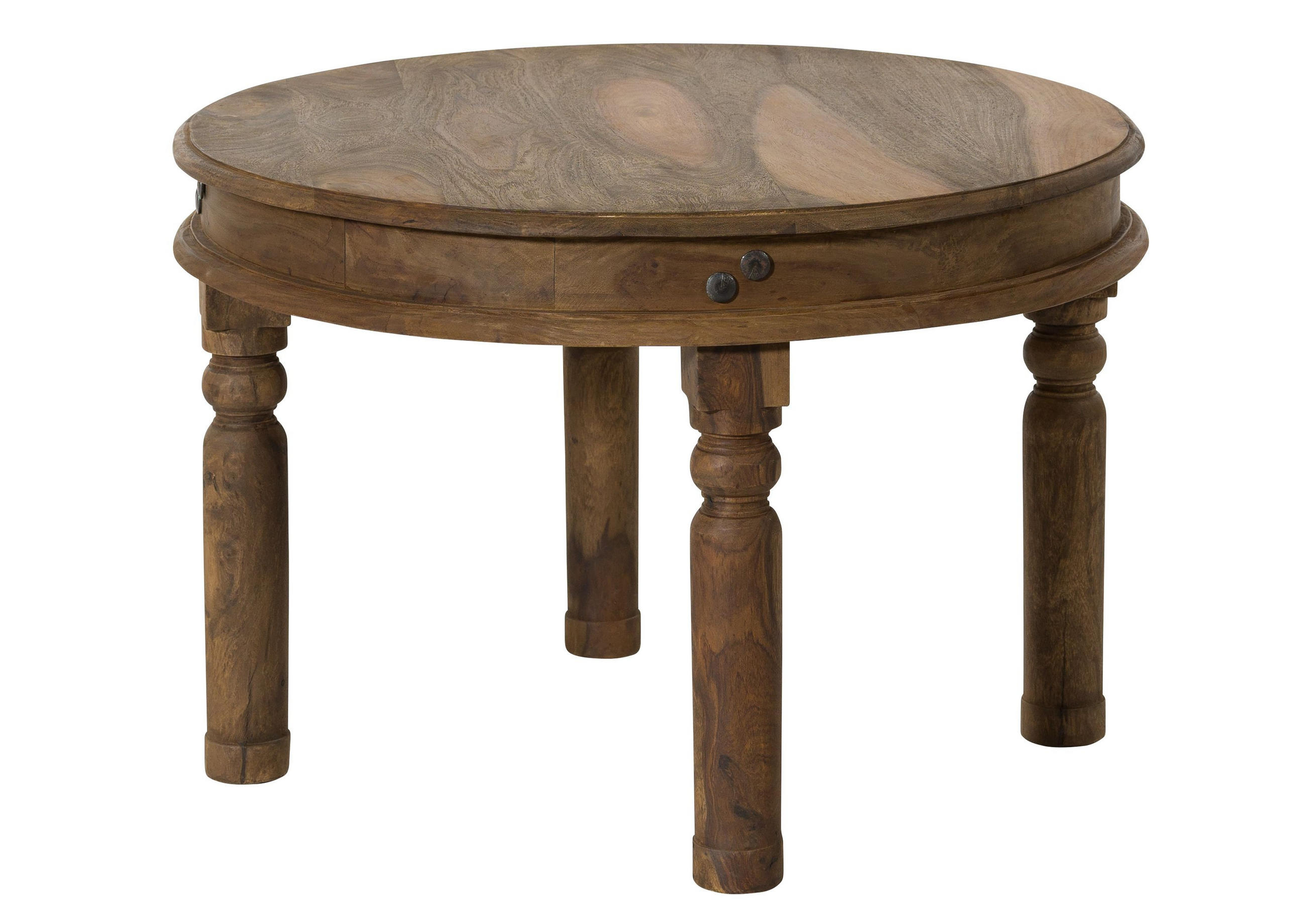 COUCHTISCH Sheesham rund Ø 70 cm grau geölt LEEDS #04 - Grau, Holz (70/70/46cm) - Massivmoebel24