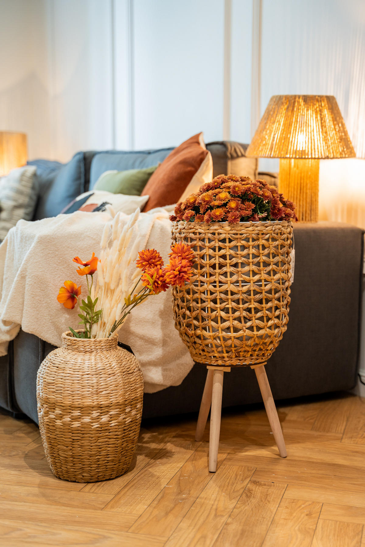 BLUMENSTÄNDER Livela 2er-Set - Beige, Naturmaterialien (28/28/57cm) - Boltze Home