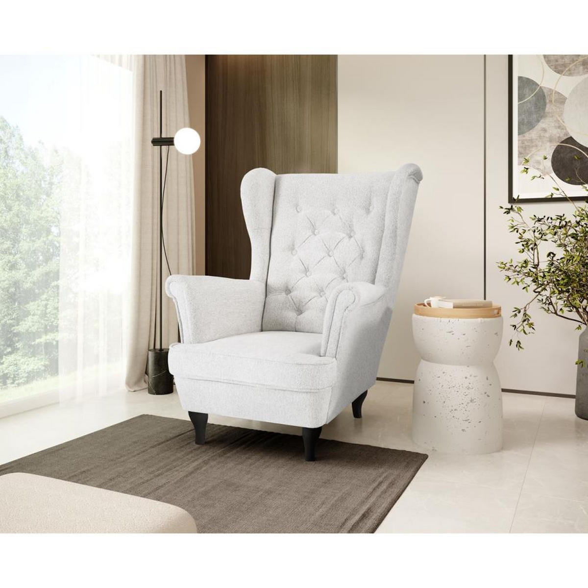 CHESTERFIELD-SESSEL Falco hellbeige mit Wenge Holzbeinen - Beige, Holz/Textil (82/102/92cm) - Beautysofa