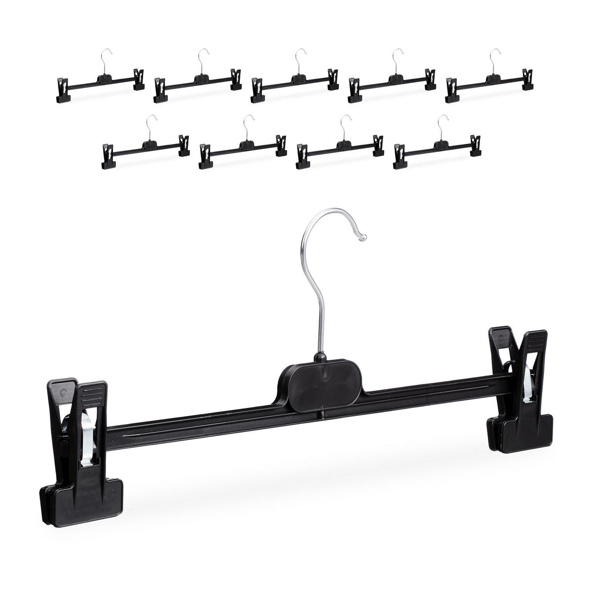 10XKLJUKICE za hlače - črna, kovina/umetna masa (36/14/3cm) - Relaxdays