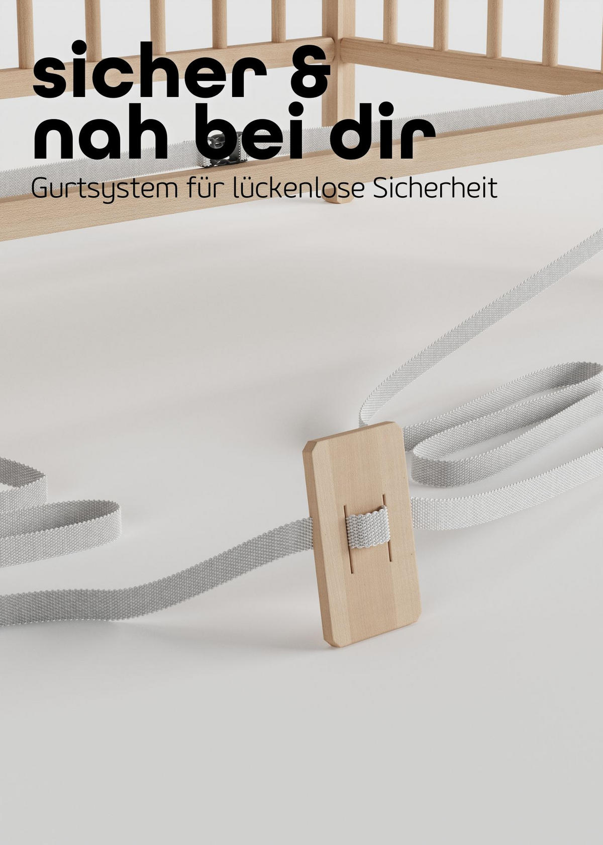 BEISTELLBETT 60x120 cm mit Umbauseite - natur - Dreamy 4 in 1 Bett - Naturfarben, Holz (120/90/60cm) - Sämann – make a difference.