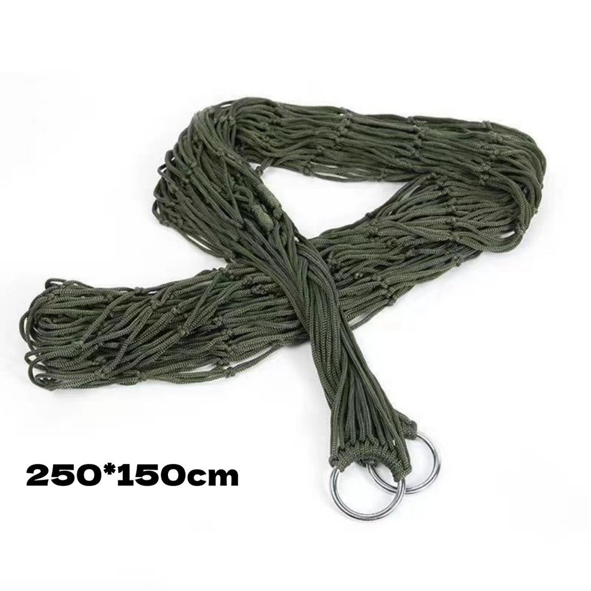 HÄNGEMATTE Netz, Nylon, 250x150cm, Camping - Grün, Textil (250/1/150cm) - Authentics