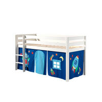 KINDERBETT Karolina 210x114x106 Massivholz Weiß Textilset Astro 1 - Blau/Weiß, Holz (90/200cm) - 58aufmkessel