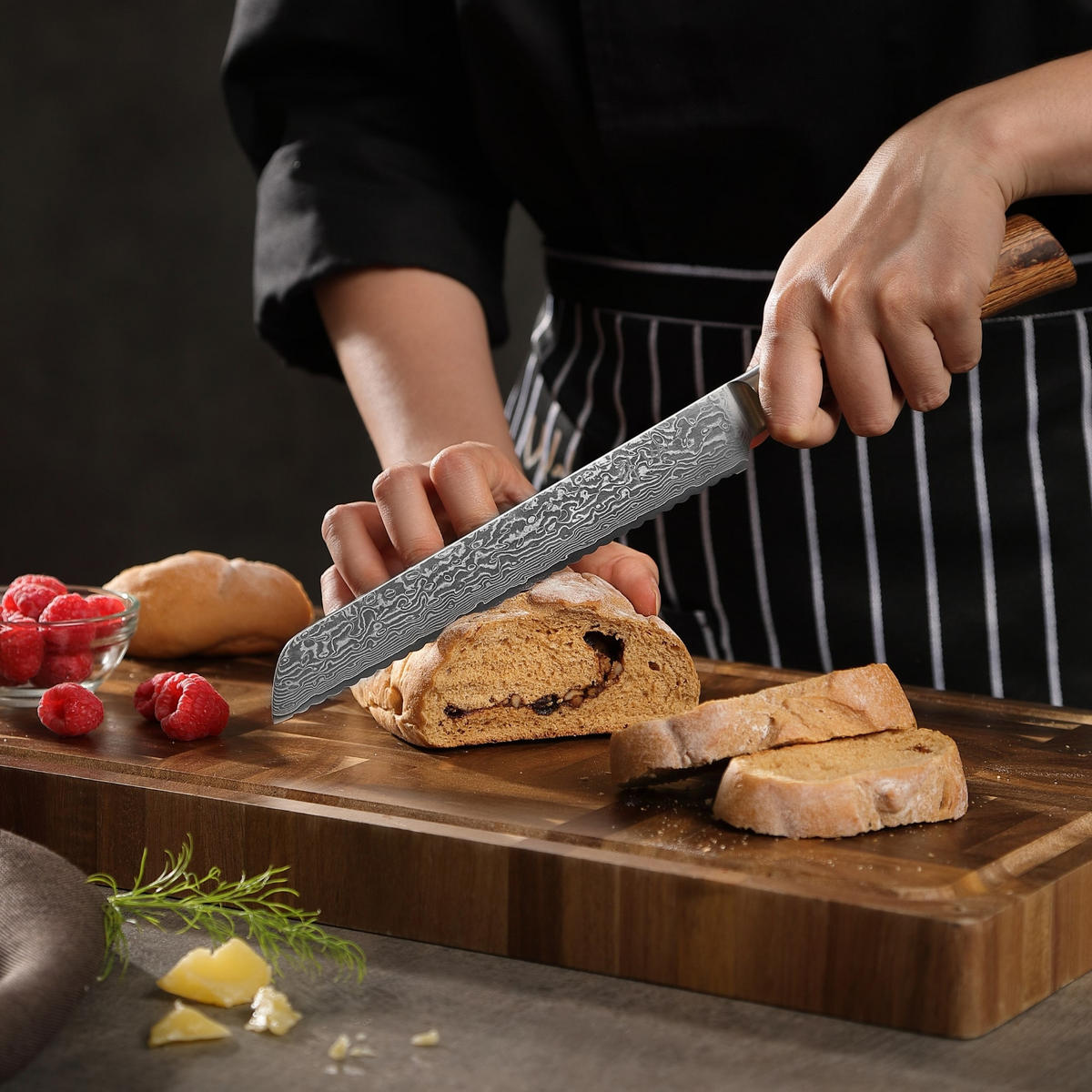 BROTMESSER 20 cm - Braun, Holz/Metall (34cm) - Wakoli