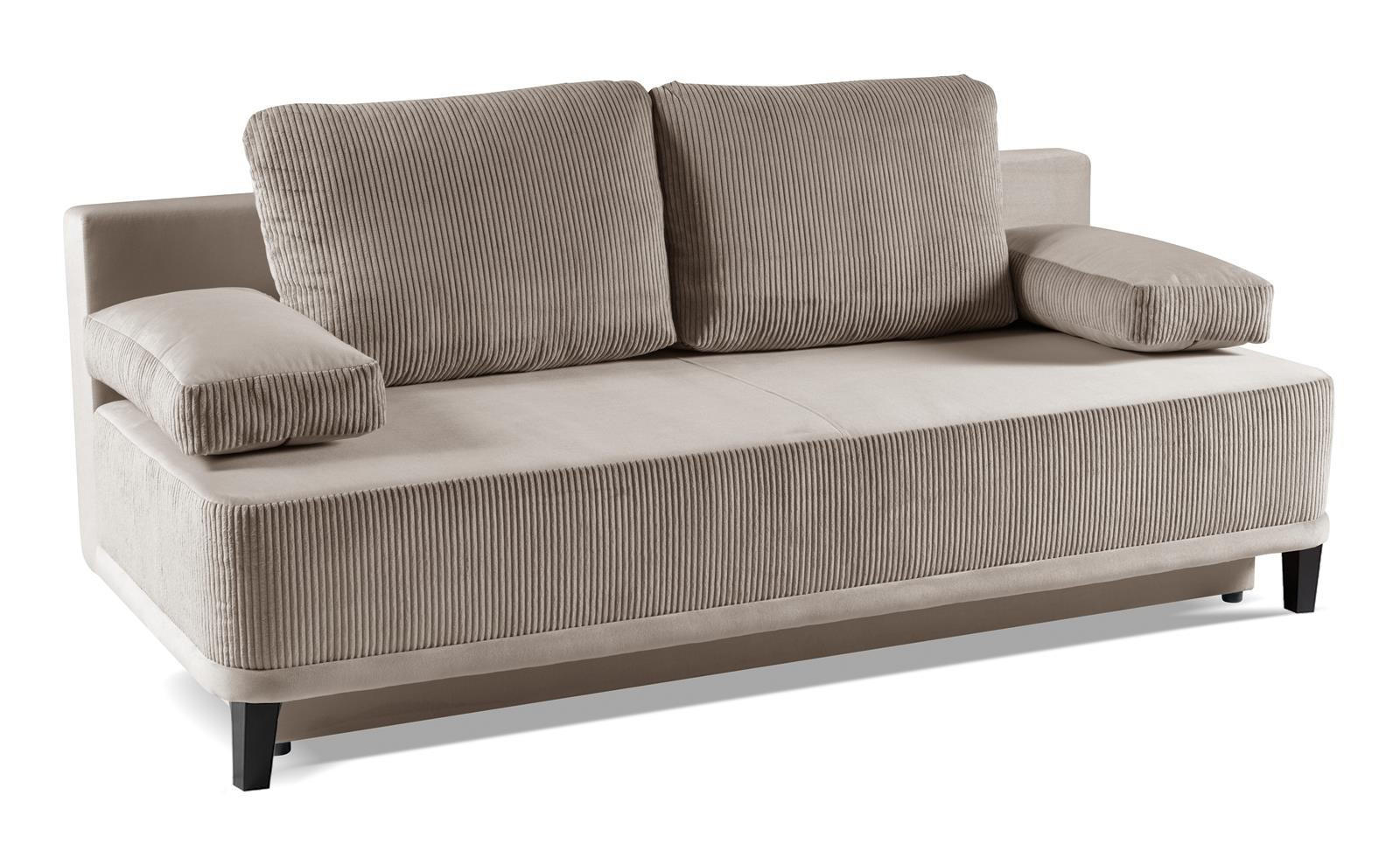 SCHLAFSOFA Rosso, Hellbraun, Kord-Stoff - Braun, Textil (200/90/91cm) - Bettso