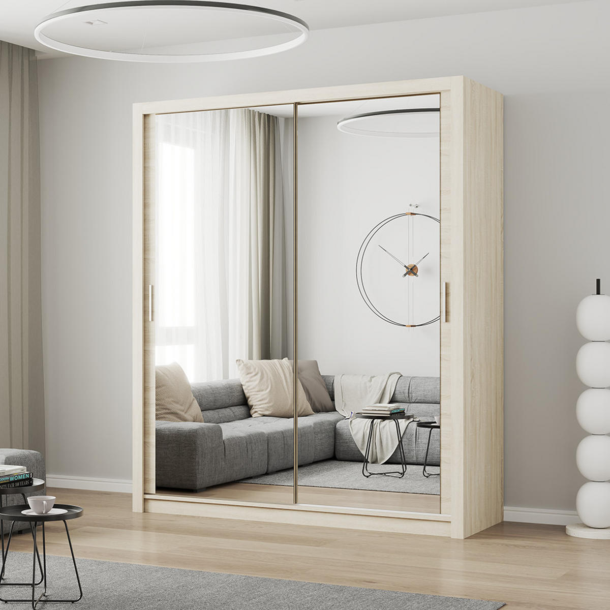 SKŘÍŇ s otočnými dveřmi Milan 180 cm 180/215/64 cm, 2dveřová, dub sonoma - Sonoma dub, kompozitní dřevo (180/215/64cm) - imoebel24