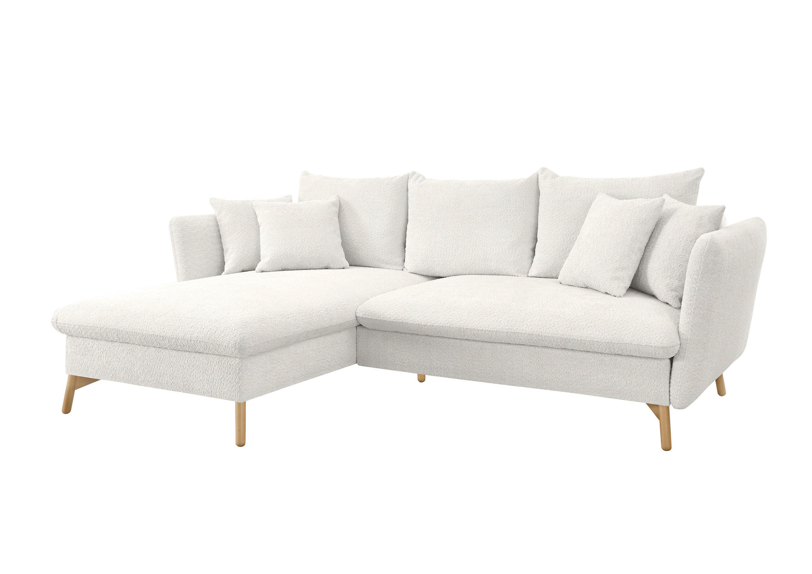 ECKSOFA S11 Ambriamo Weiß 258/91/167 cm Recamiere links - Weiß, Textil (167/258cm) - Livojo