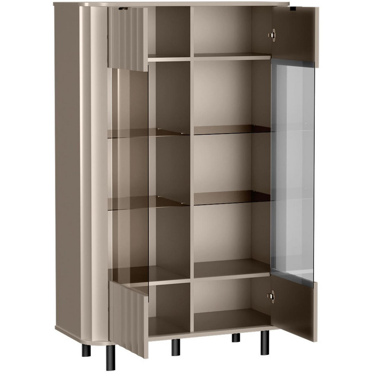 VITRINE Nevada mit zwei Türen 65 cm Taupe - Taupe/Schwarz, Holzwerkstoff/Metall (98/155/41cm) - Beautysofa