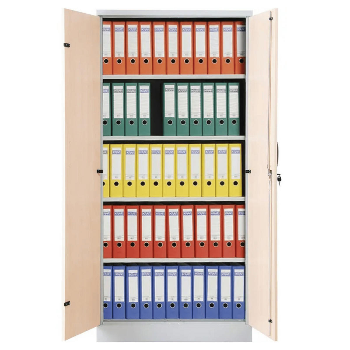 AKTENSCHRANK Beetle 4 Fachböden 195x92x42 cm Grau & Ahorn - Ahornfarben, Metall (92/195/42cm)