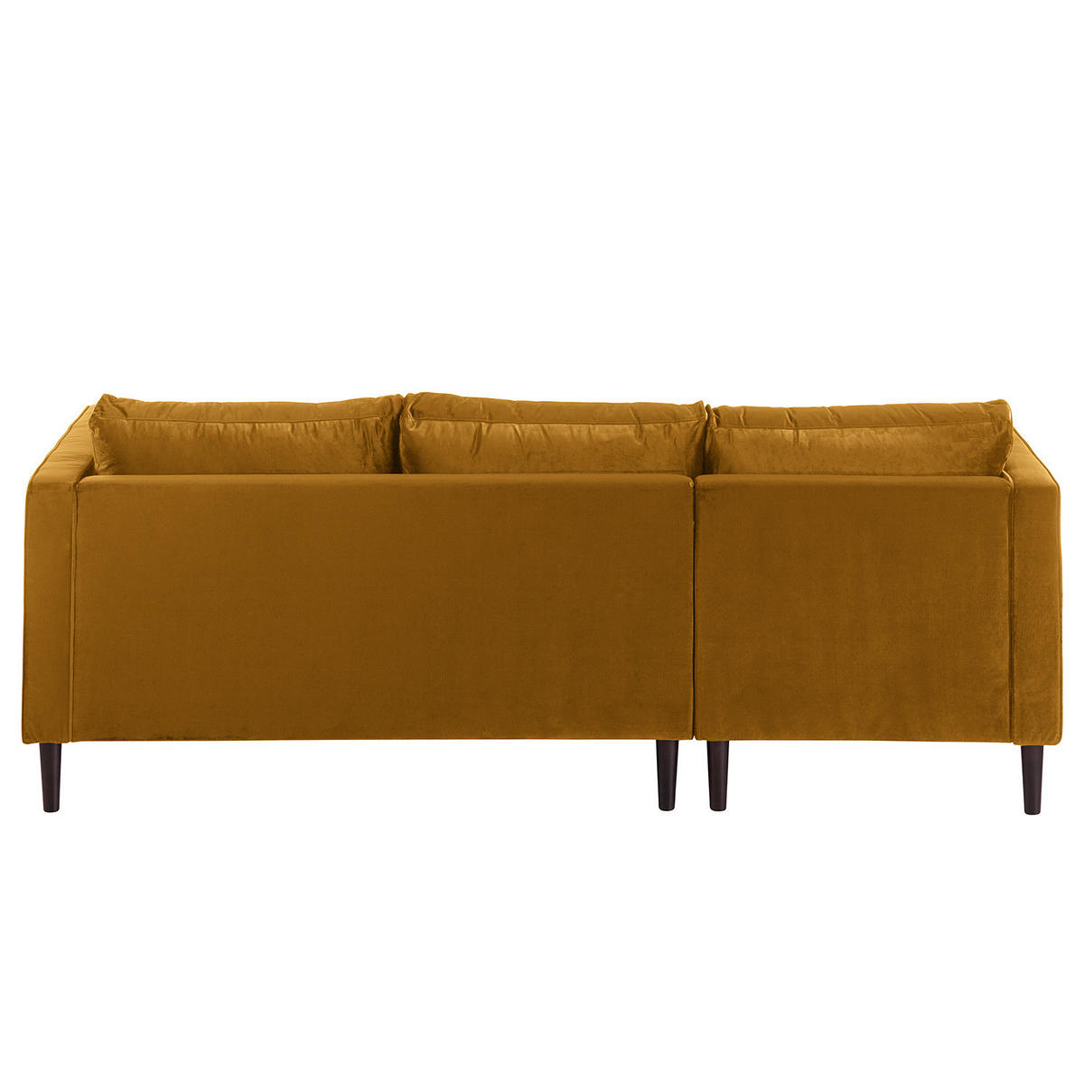 ECKSOFA - Samt - Dunkelbraun/Honig, Birkenholz/Textil (201/155cm) - home24