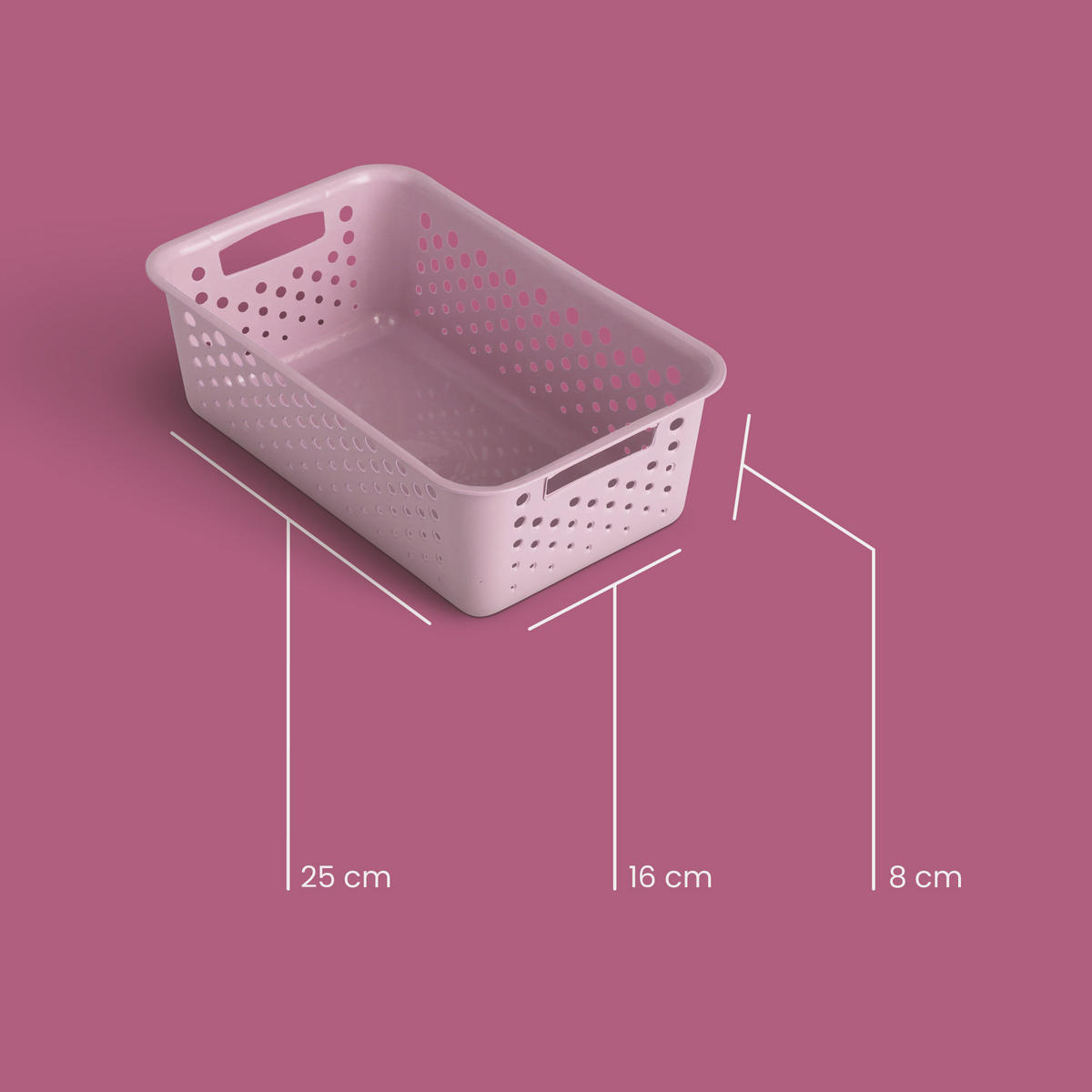 AUFBEWAHRUNGSKORB Rosa 25x16 cm - 4er Pack - Rosa, Kunststoff (16/8/25cm) - ProHome