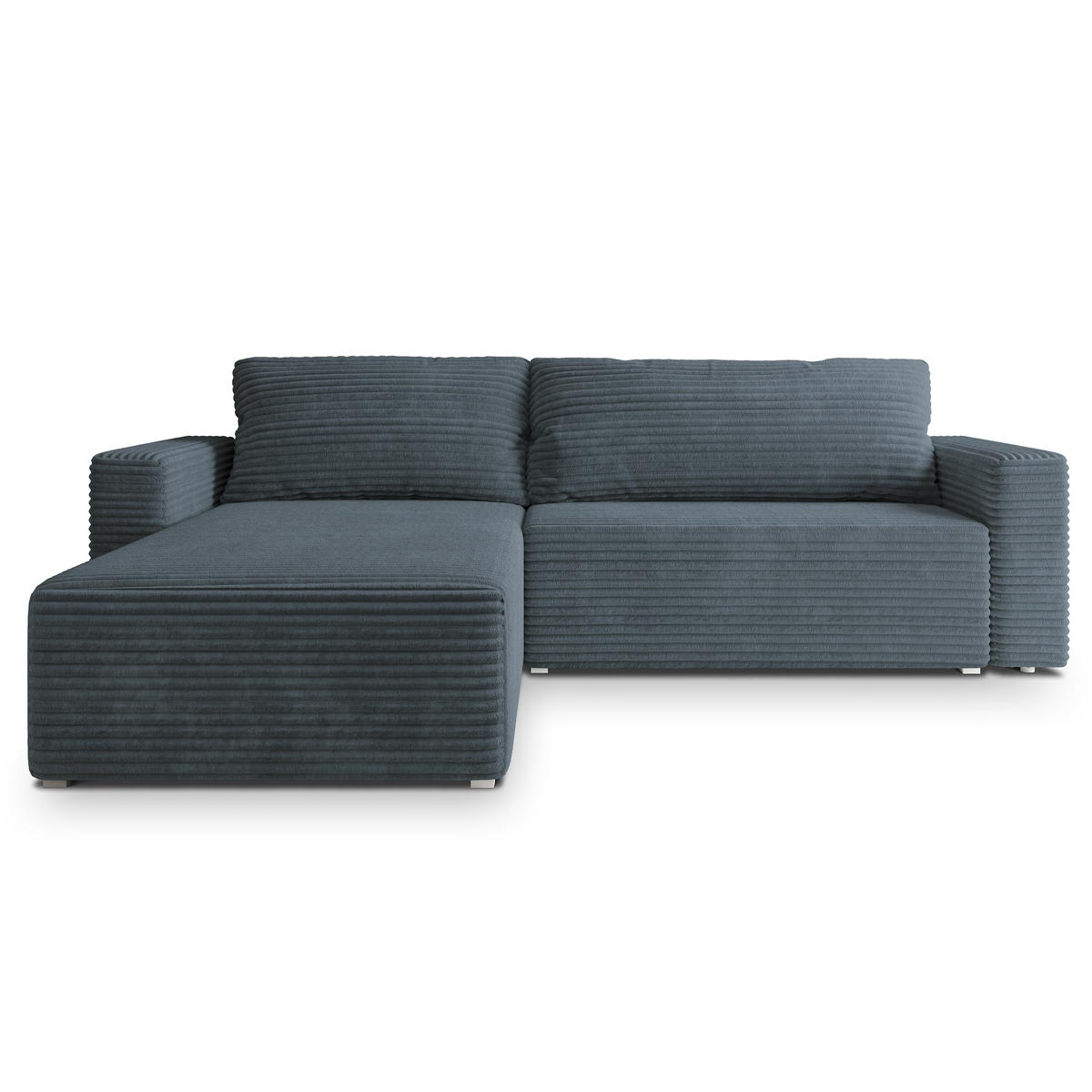 ECKSOFA CALTI T Grau Kordstoff mit Schlaffunktion - Grau, Holzwerkstoff/Textil (283/183cm) - MASSENO