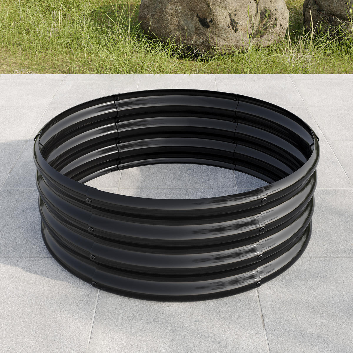 HOCHBEET 81.5/81.5/13 cm Schwarz - Schwarz, Metall (80/30/80cm) - Oxeza