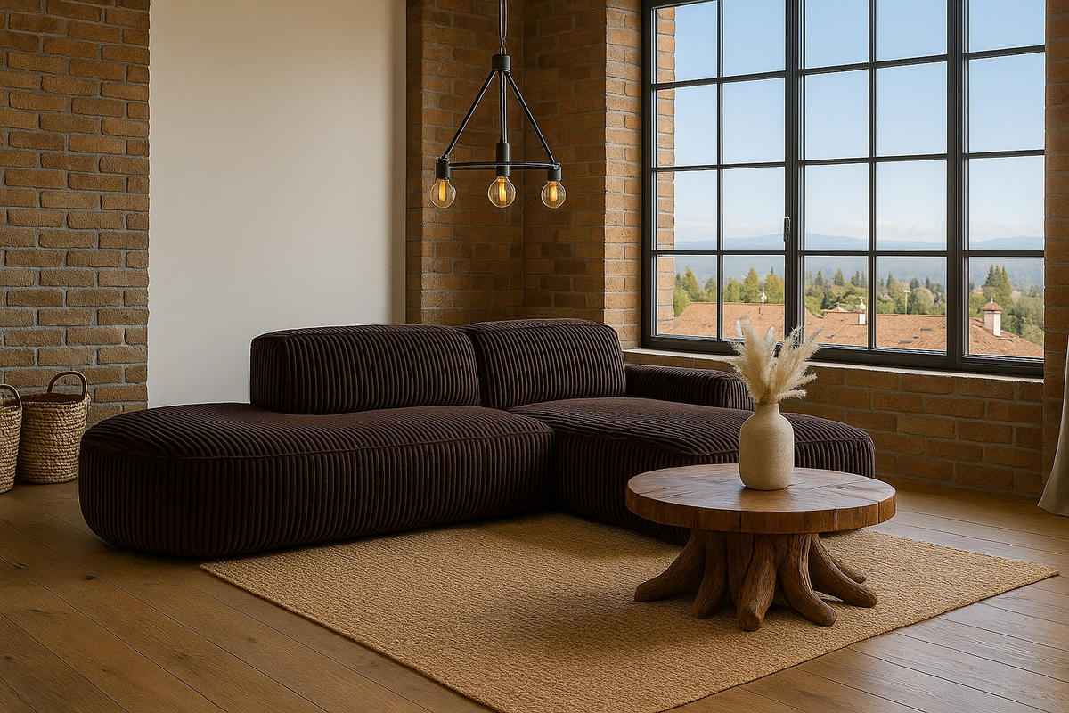 ECKSOFA Cursal Atelier, Stoff Poso, Braun, Rechts - Braun, Holz (284/166cm) - Kaiser Möbel