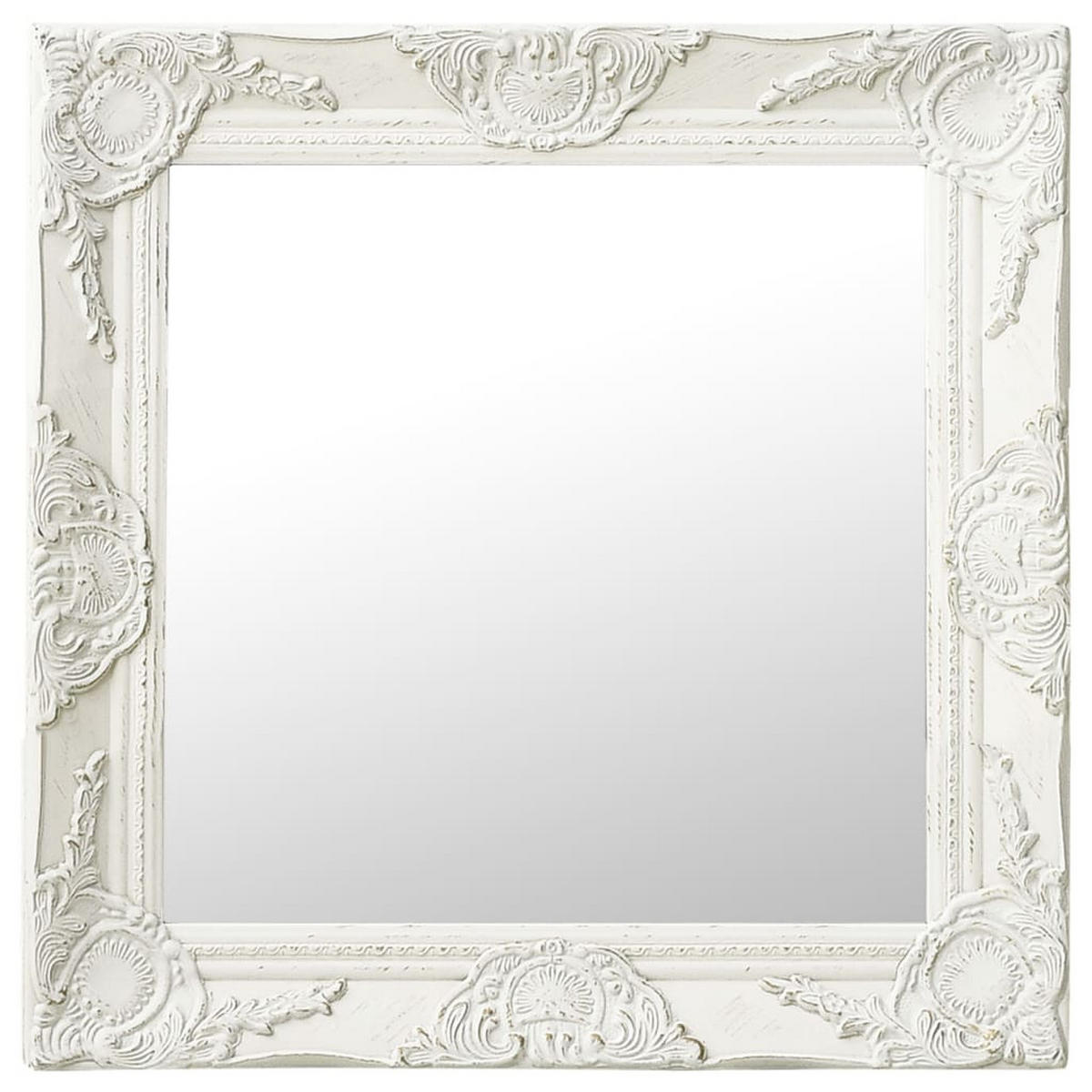 WANDSPIEGEL im Barock-Stil 50x50 cm Weiß - Weiß, Holz (50/50/50cm) - furnicato