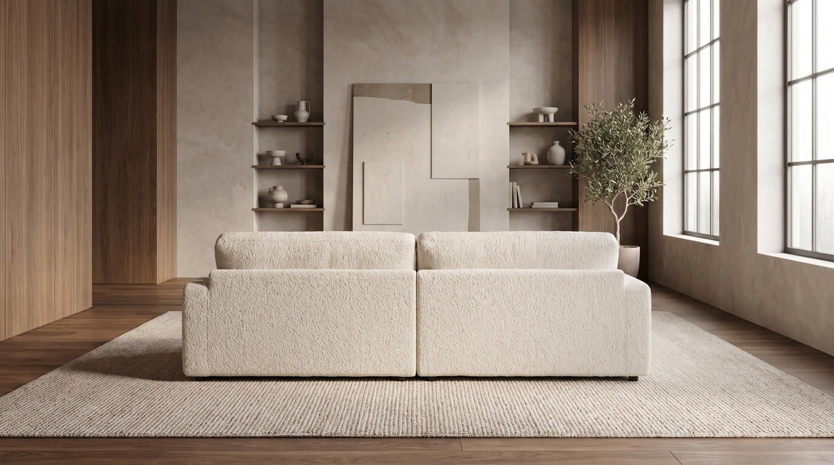 BIG SOFA MARLIN Beige Bouclé - Beige/Schwarz, Kunststoff/Textil (262/80/168cm) - KAWOLA