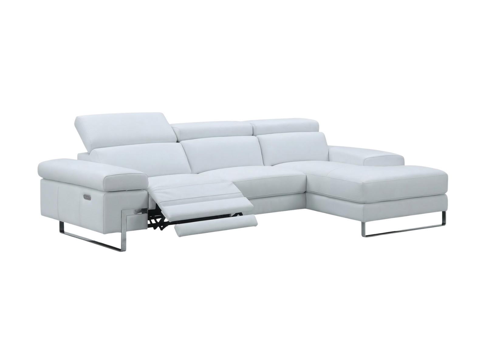ECKSOFA Lete Echtleder mit 1 x Relaxfunktion Weiß - Weiß, Leder/Metall (160/232cm)