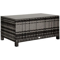 GARTENBEISTELLTISCH DE-13569 mit Geflecht und Glasplatte Grau - Grau, Metall (85/50/39cm) - ComfortXL