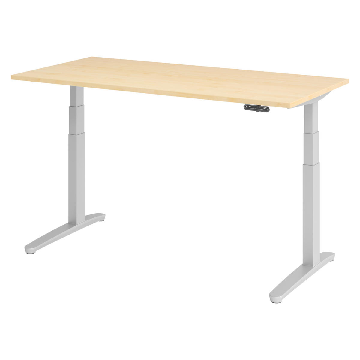 SCHREIBTISCH elektrisch XBHM 80/160/74 cm in Ahornfarben/Silberfarben - Silberfarben/Ahornfarben, Holzwerkstoff (80/160/74cm) - bümö
