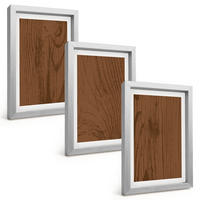 BILDER SET 3er Set - 20x30 cm Silberner Rahmen - Holzstruktur, Rinde, Minimalismus - Silberfarben, Kunststoff (20/30cm) - TULUP