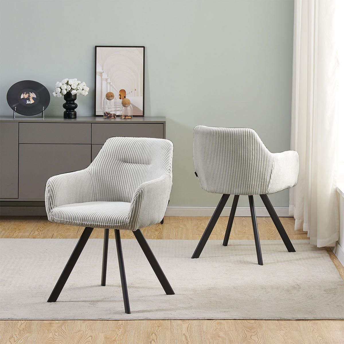 ARMLEHNSTUHL CYRUS 2 Stück - Hellgrau, Metall (56/80/60cm) - B&D Home