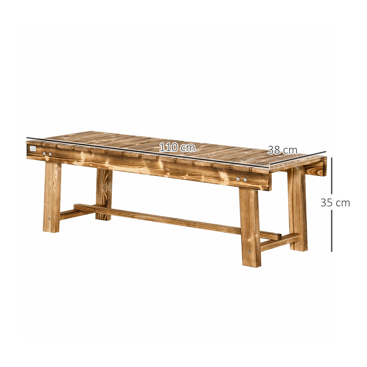 GARTENBANK, 2-Sitzer Holzbank, Gartenmöbel, Rustikale Bank, Massivholz, Dunkelbraun - Braun, Holz (38/35/110cm) - Outsunny