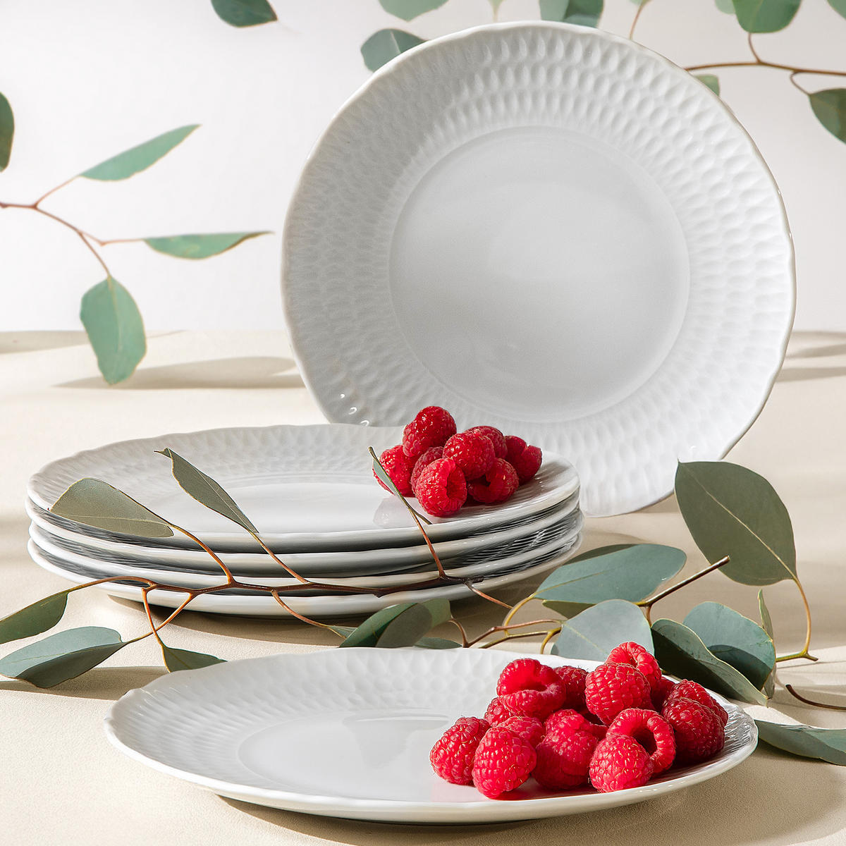 TELLER-SET DESSERTTELLER CMIELOW SOFIA 6-tlg aus Porzellan - Weiß, Keramik (17cm) - KONSIMO®