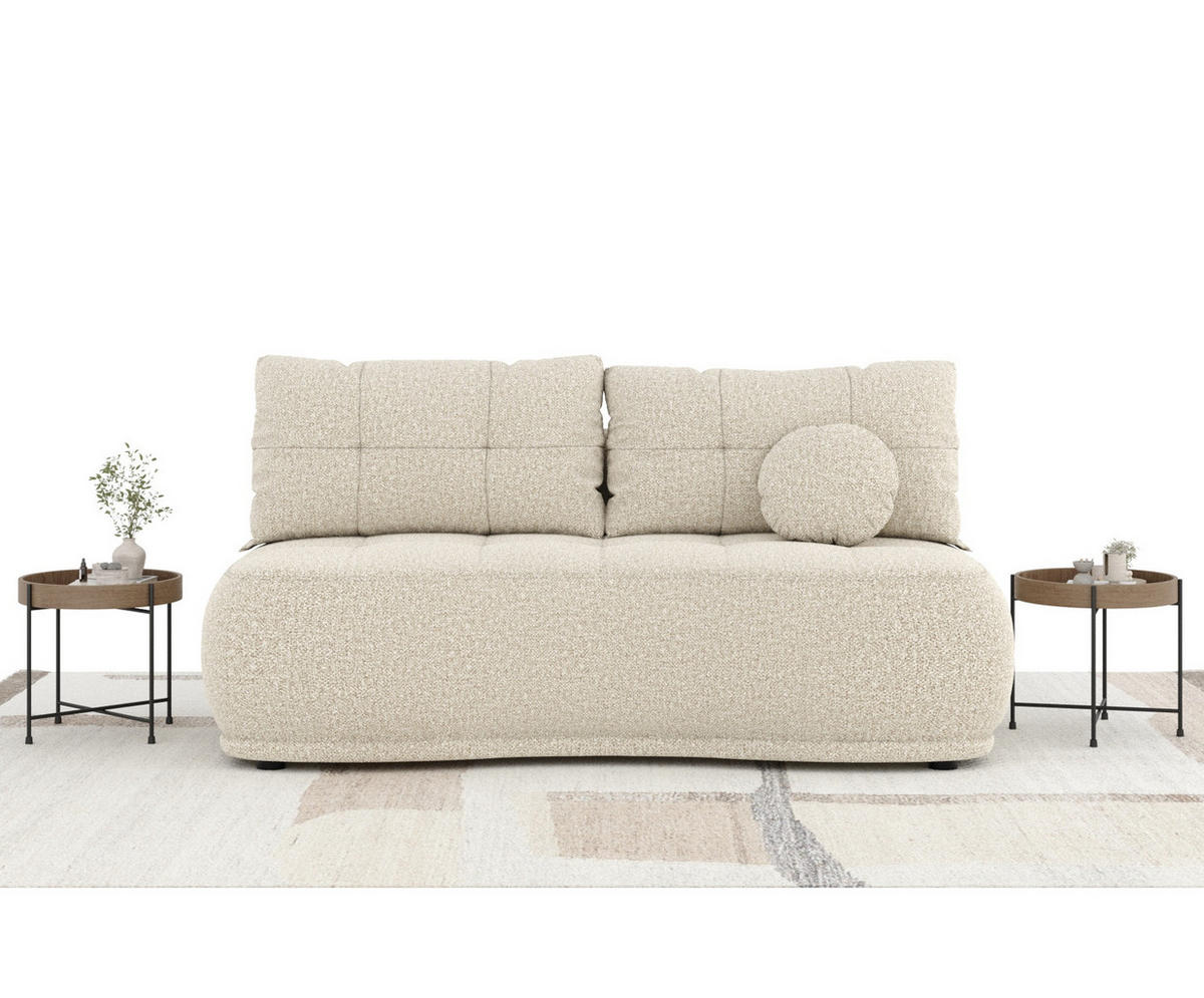 SCHLAFSOFA Cirrus Beige Plüschstoff - Beige/Schwarz, Holz/Holzwerkstoff (206/95/105cm) - Maison de Reve