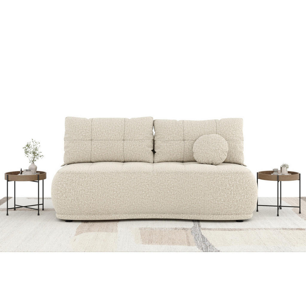 Thumbnail - Maison de Reve Schlafsofa, Beige, Textil, 3-Sitzer, Füllung: Schaumstoff, Rundrohr, 206x95x105 cm, Oeko-Tex® Standard 10...