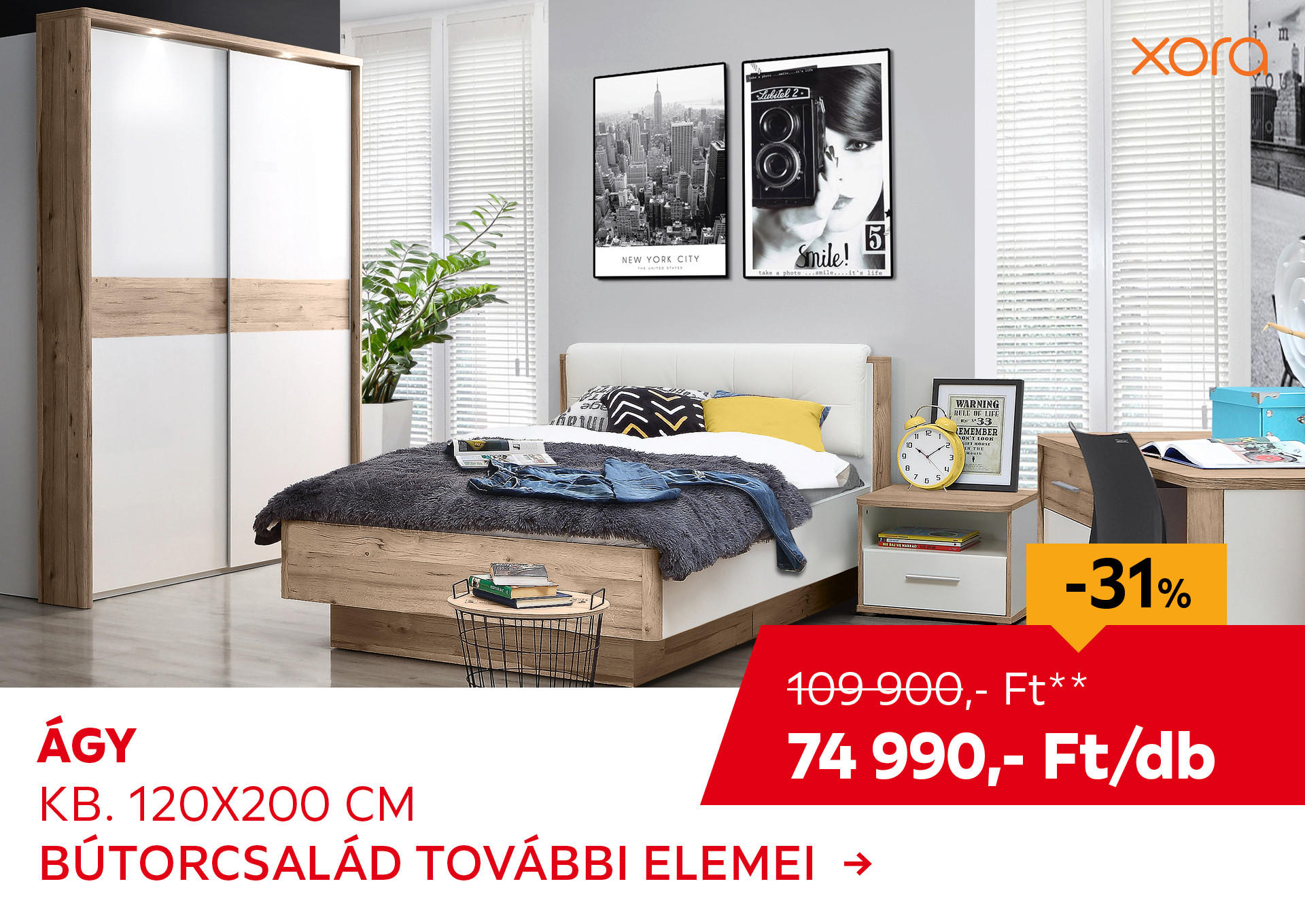 ÁGY 120 x 200 cm Kiemelt termék 109900 Ft.- helyett 74990 Ft.-