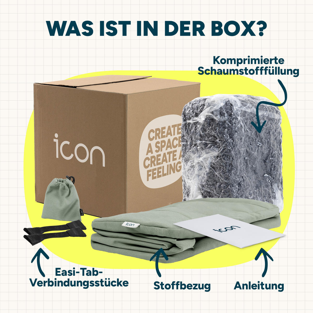 SITZSACK-SOFA Outdoor 3-tlg.: Ecksessel, Sessel, Fußstütze - Grün, Textil (195/68/100cm) - icon