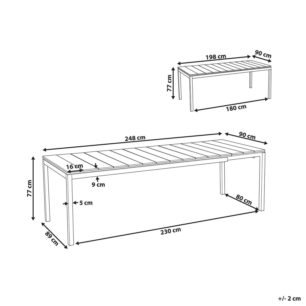 GARTENTISCH Grau Tofane - Schwarz/Grau, Metall (90/198/77cm) - Beliani
