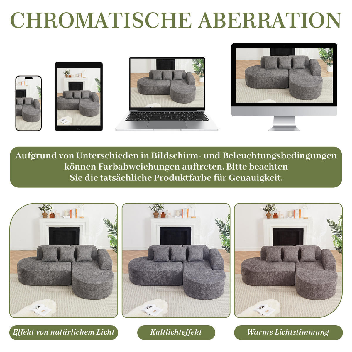 ECKSOFA 222/157/73 cm Grau Chenille mit 3 Kissen (Rechte Seite) - Anthrazit, Textil (157/222cm) - Oxeza