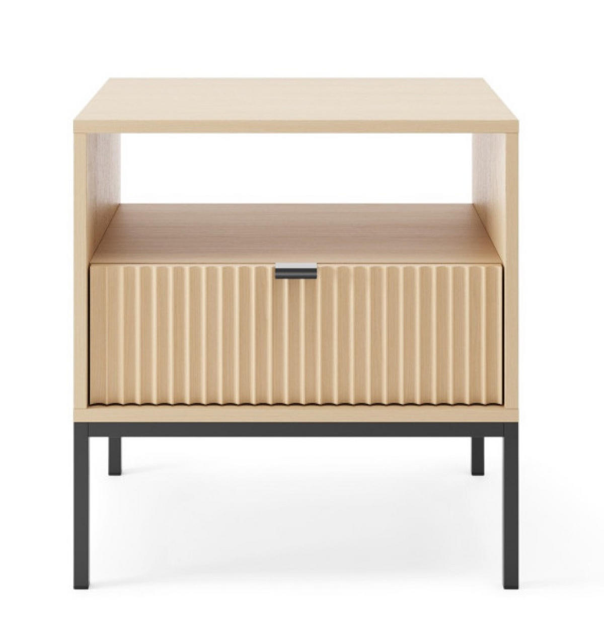 NACHTTISCH Vicenza Eiche Schwarz Beine - Beige, Holzwerkstoff (54/56/39cm) - Sepro Meble