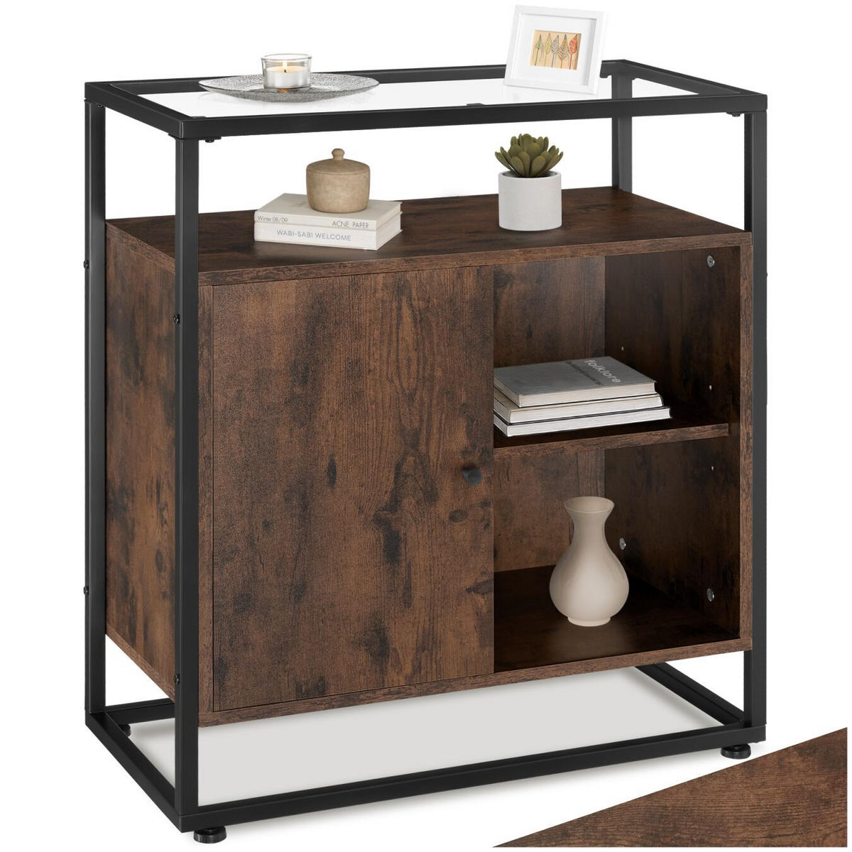 KOMMODE Conventry, 70 x 38 x 80,5 cm, Industrial Holz dunkel, rustikal - Rostfarben, Holzwerkstoff (70/38/80.5cm) - tectake