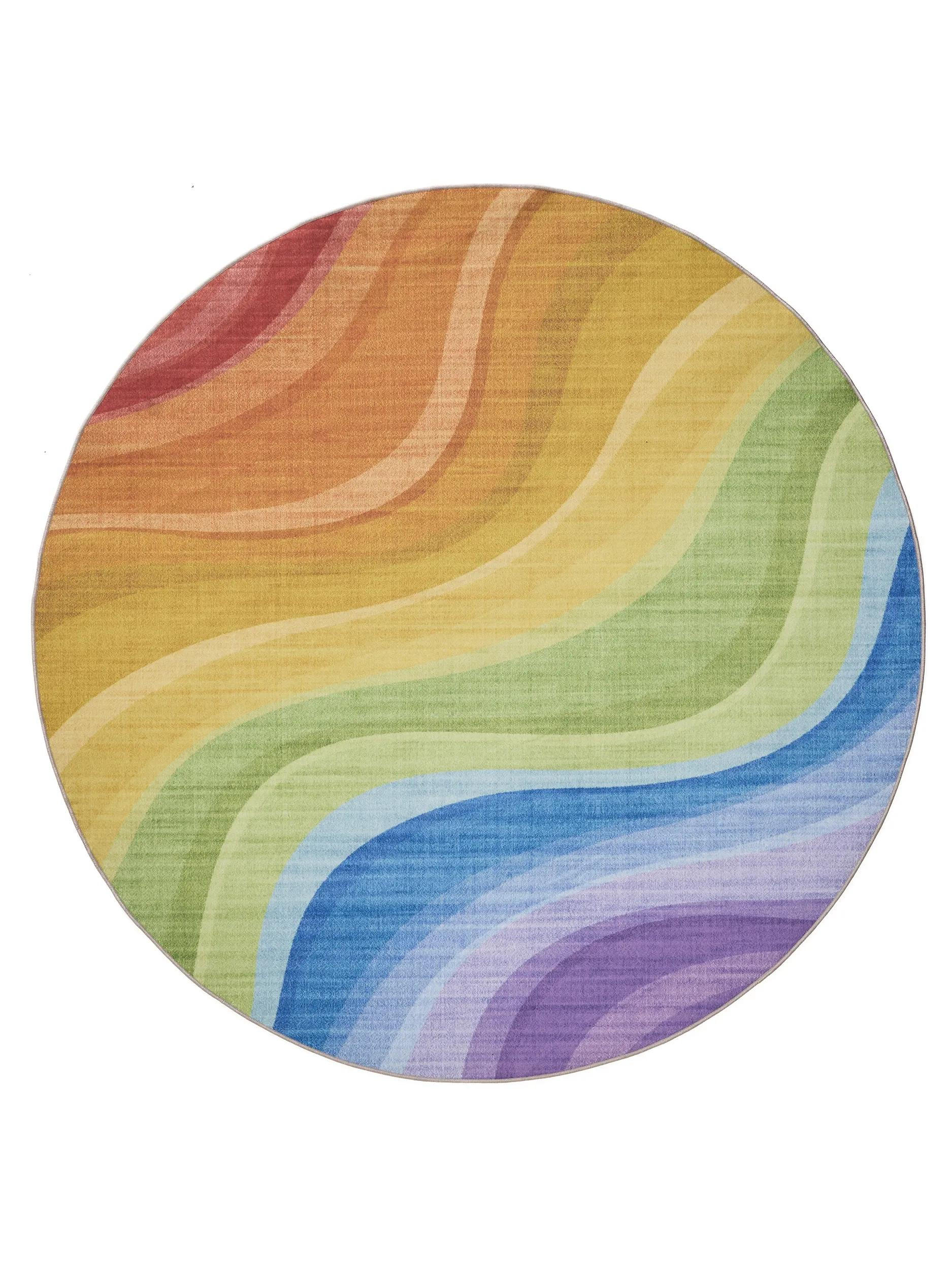 TEPPICH George waschbar ø 120 cm rund - Lila/Multicolor, Kunststoff (120/120cm) - benuta