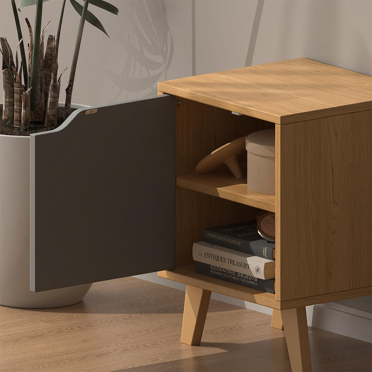 NACHTTISCH Malu Eiche/Anthrazit 2 Teile - Grau, Holzwerkstoff (34.5/47/32cm) - Vicco