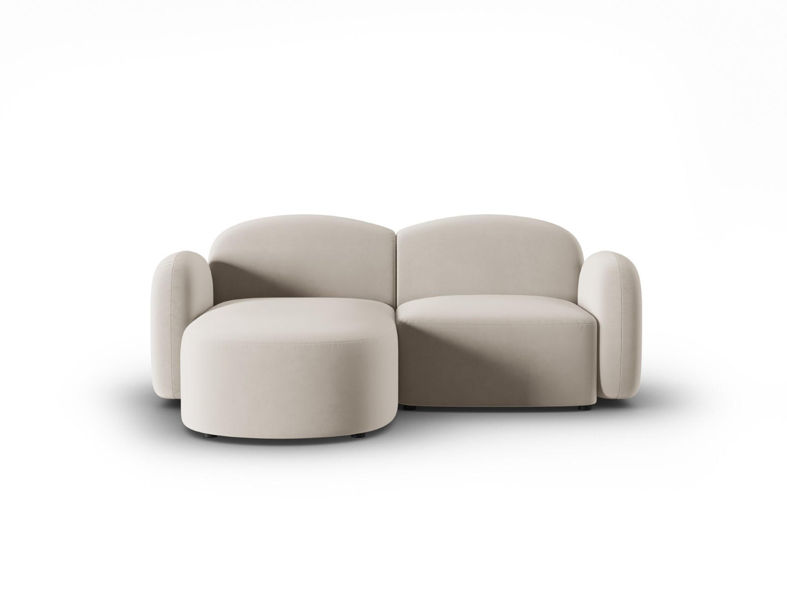 ECKSOFA links Blair aus Samt leichtes beige 3 Sitzplätze - Beige, Textil (155/194cm) - Micadoni