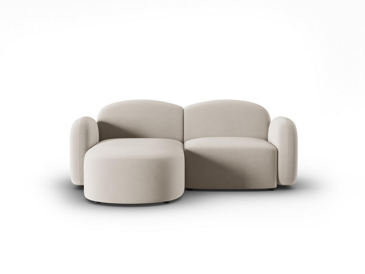 ECKSOFA links Blair aus Samt leichtes beige 3 Sitzplätze - Beige, Textil (155/194cm) - Micadoni