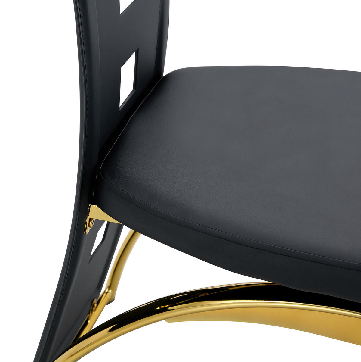 ESSZIMMERSTUHL 2er-Set 102,5 cm PU-Leder Schwarz Goldfarben - Schwarz, Metall (49/102.5/43cm) - Meubliv