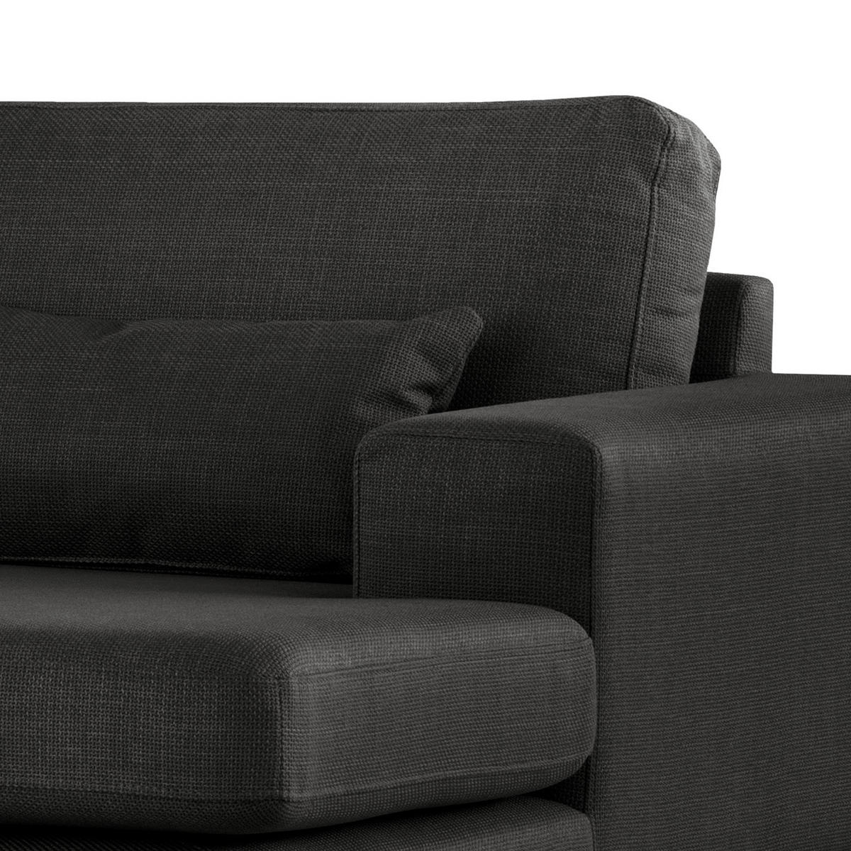 WOHNLANDSCHAFT mit Longchair - Buchefarben/Schwarz, Buchenholz/Textil (371/81/219cm) - home24