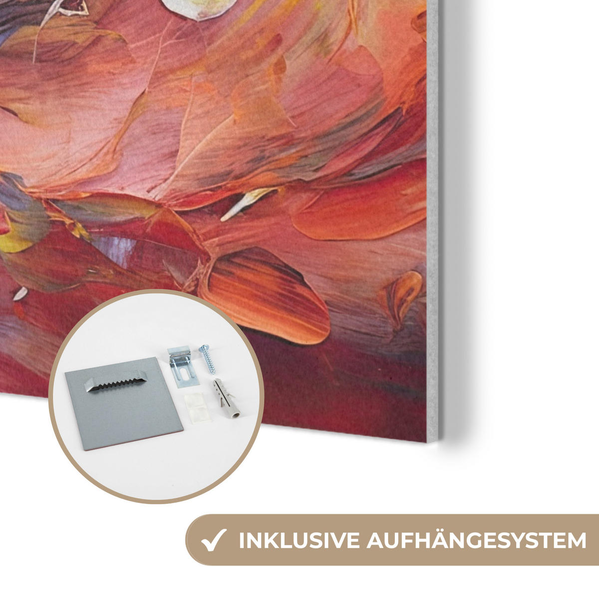 AKUSTIKBILD Ölgemälde - Kunst - Abstrakt - Farbenfroh Kunstdruck Schlafzimmer 50x70 cm - Altrosa, Kunststoff (50/70/0.9cm) - MuchoWow