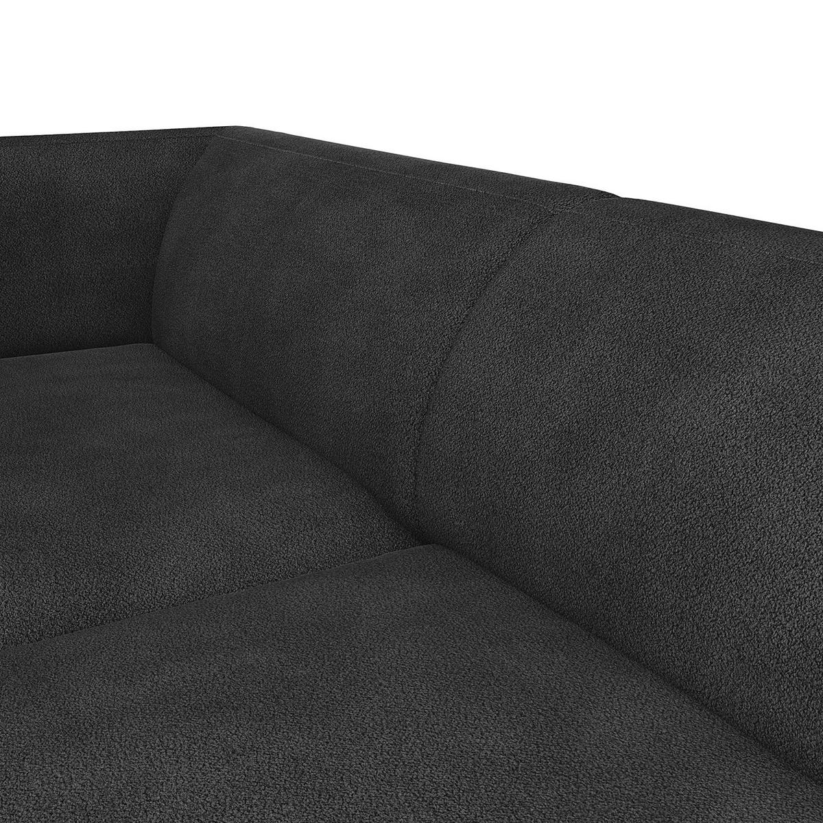 2,5-SITZER ECKSOFA mit Longchair - Anthrazit/Schwarz, Textil/Metall (271/148cm) - home24