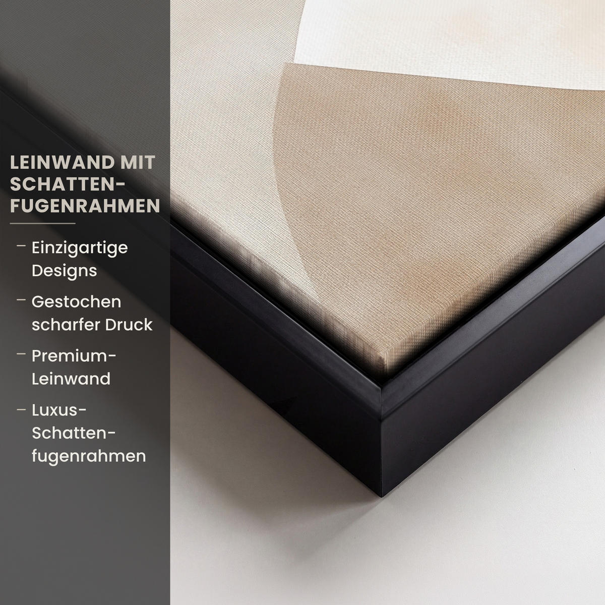 LEINWAND Bilder mit Rahmen - Braun - Japandi - Abstrakt - 20x30 - Sandfarben, Textil (20/30cm) - MuchoWow