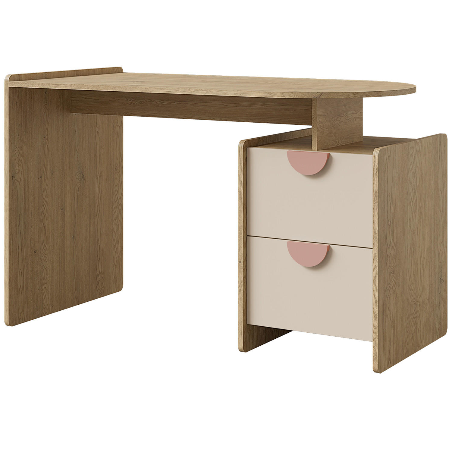 Beautysofa Schreibstich Eiche, Beige, Rosa 120x78x60 cm