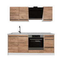 SINGLEKÜCHE R-Line, Goldkraft Eiche/Weiß, 180 cm Arbeitsplatte Marmor - Honigeiche/Weiß, Holzwerkstoff (180/206.8/60cm) - Vicco