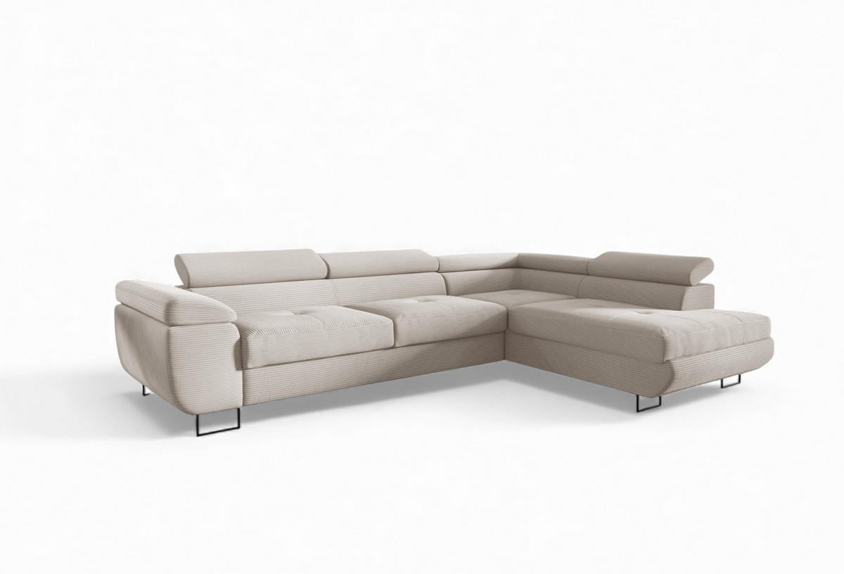 ECKSOFA Declan Mit Schlaffunktion - Weiß, Holzwerkstoff/Textil (277/203cm) - Fun Möbel