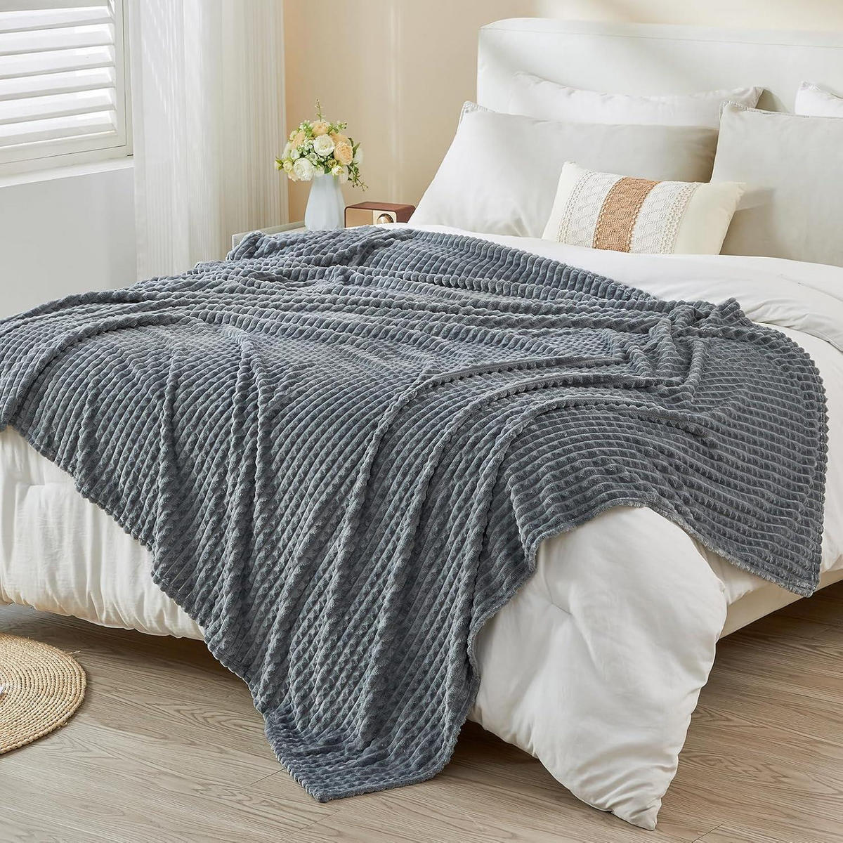 KUSCHELDECKE 3D-Touch-Erlebnis 200 x 230 cm Dunkelgrau - Grau, Textil (200/230cm)