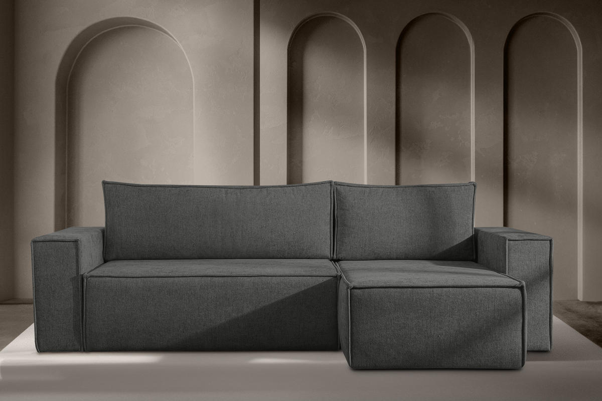 ECKSOFA-LINKS/RECHTS NAPI II mit Schlaffunktion, silber - Silberfarben, Textil (262/148cm) - KONSIMO®