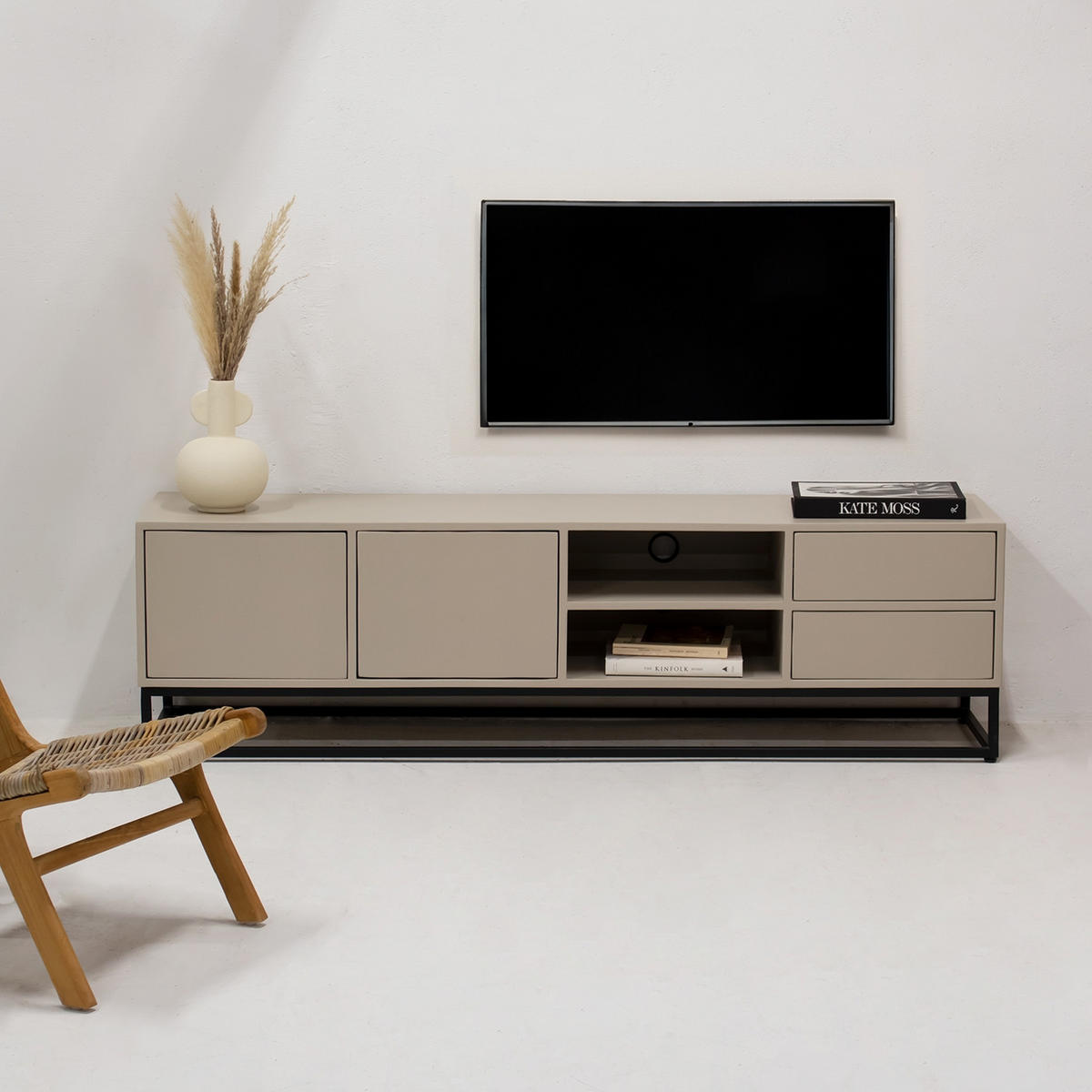 TV-SCHRANK aus Mangoholz 180x42x50cm, taupe - Taupe, Metall (180/50/42cm) - Giga Meubel